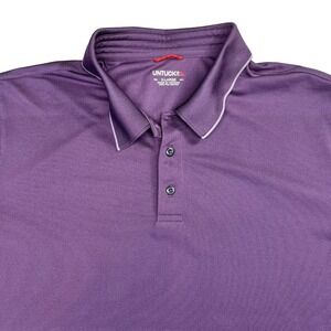 UNTUCKit Mens XL Purple Short Sleeve Performance Pique Polo Shirt Untucked Fit